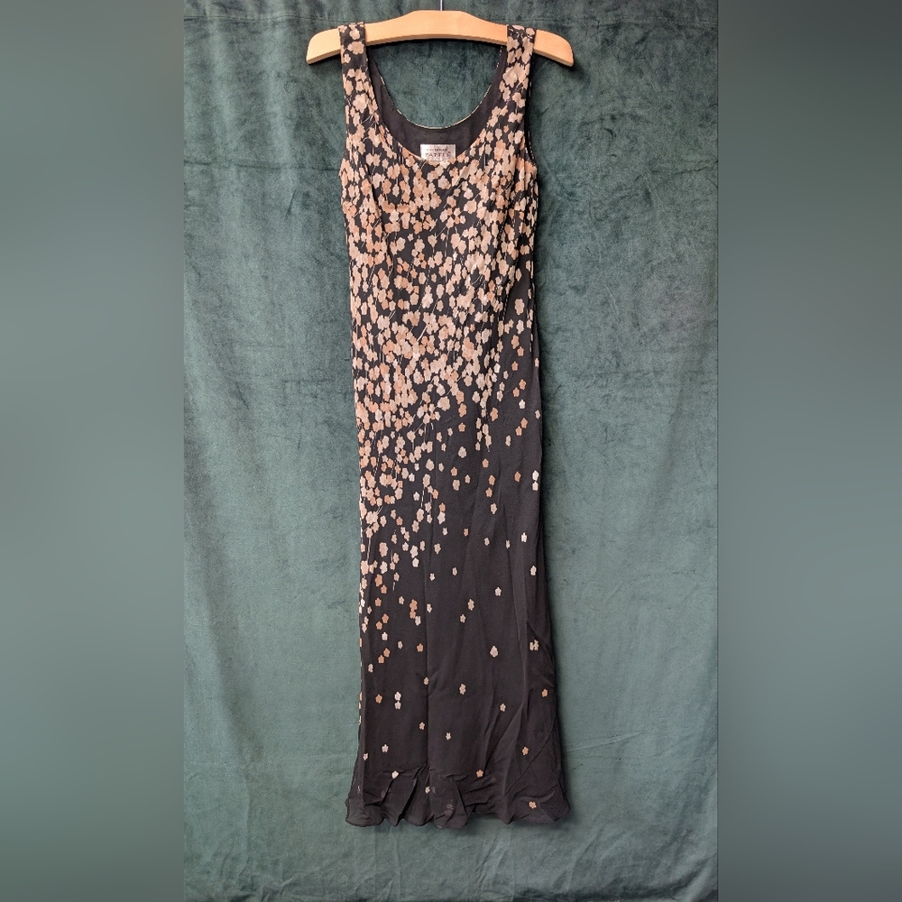 Adrianna Papell Black and Cream Floral Maxi Dress